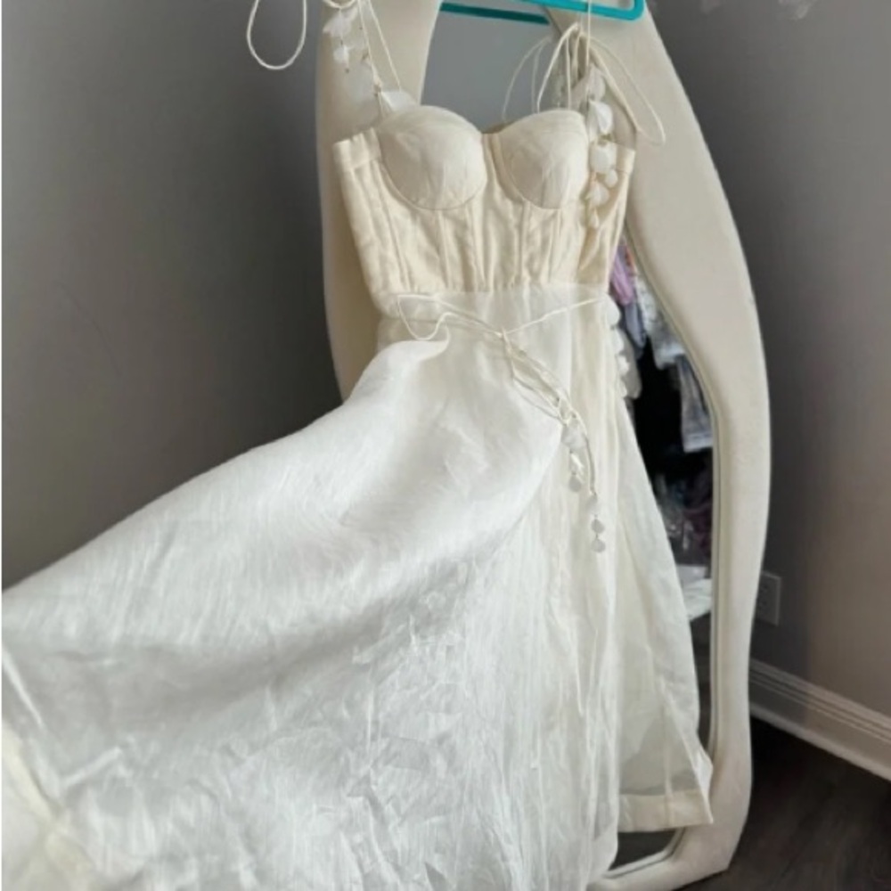 Zimmermann Wonderland Midi Corset Ivory Spaghetti Strap Dress size 2 medium - Picture 6 of 6